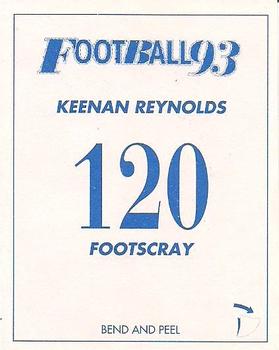 1993 Select AFL Stickers #120 Keenan Reynolds Back